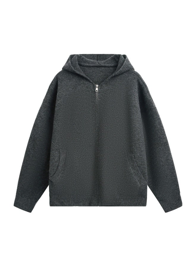 NIBEMINENT Men's Knit Hooded Zipper Cardigan Autumn/Winter Business Casual  Sweater Men's Clothing Jacket - Image 1
