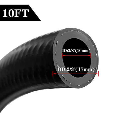 Fitvell 3/8 Inch ID Fuel Line Hose 10FT NBR Rubber Push Lock Fuel Hose 300PSI for Automotive Fuel Systems Engines - Image 2