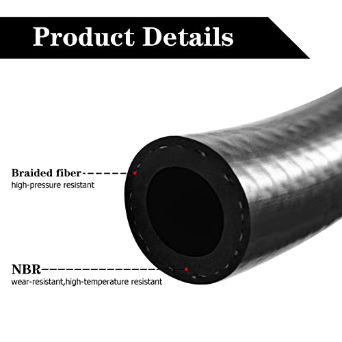 Fitvell 3/8 Inch ID Fuel Line Hose 10FT NBR Rubber Push Lock Fuel Hose 300PSI for Automotive Fuel Systems Engines - Image 3