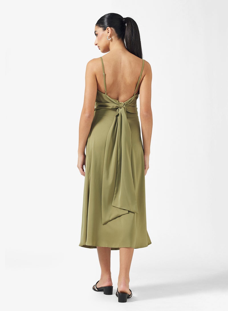 ELLA Slip Dress With Back Tie Detail - Image 2