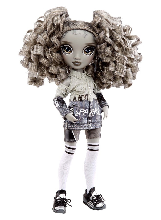 RAINBOW HIGH Shadow S1 Nicole Steel Grayscale 11 inch Fashion Doll, 2 Titanium Designer Outfits to Mix & Match with Accessories - Image 4