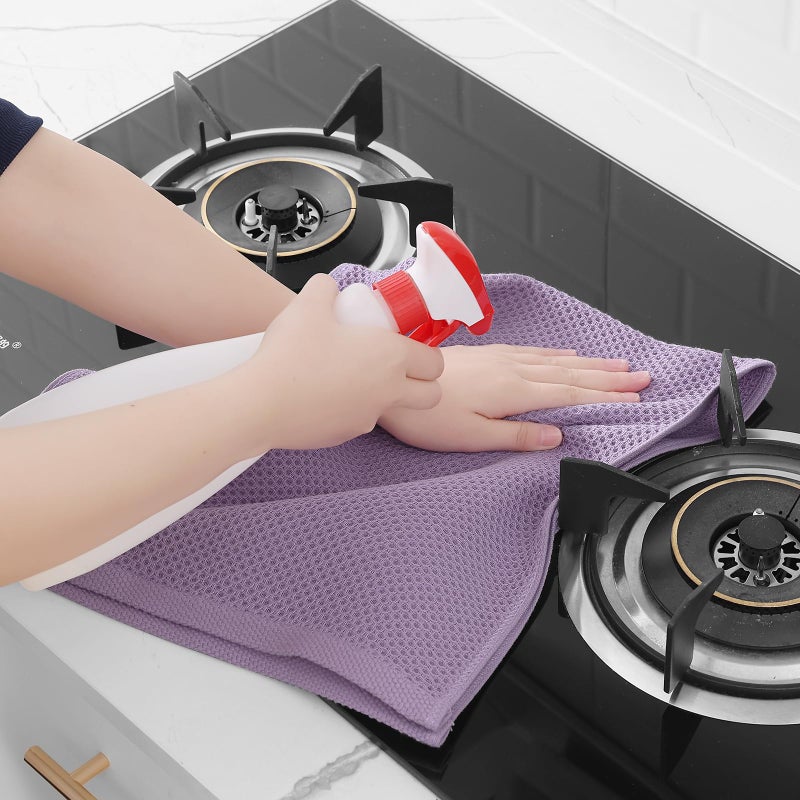Homaxy 100% Cotton Waffle Weave Kitchen Dish Towels, Ultra Soft Absorbent Quick Drying Cleaning Towel, 13 x 28 Inches, 4-Pack, Lavender - Image 5
