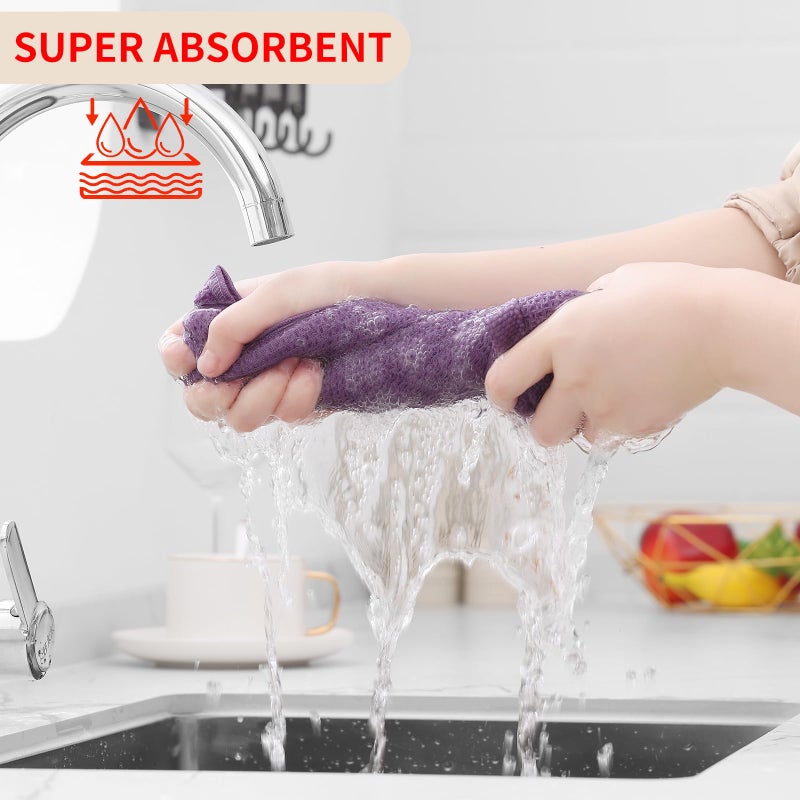 Homaxy 100% Cotton Waffle Weave Kitchen Dish Towels, Ultra Soft Absorbent Quick Drying Cleaning Towel, 13 x 28 Inches, 4-Pack, Lavender - Image 3