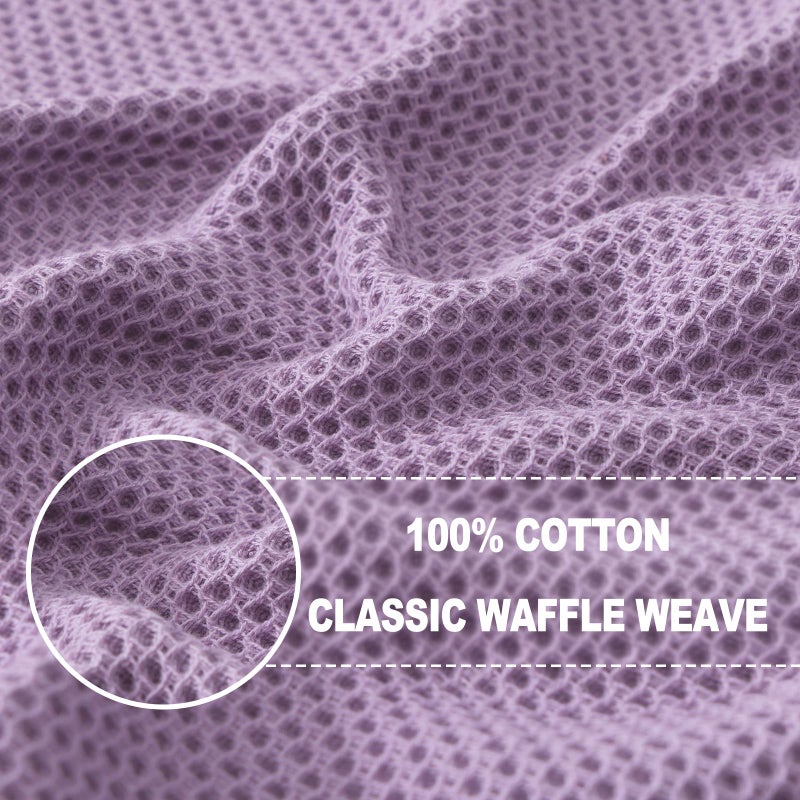 Homaxy 100% Cotton Waffle Weave Kitchen Dish Towels, Ultra Soft Absorbent Quick Drying Cleaning Towel, 13 x 28 Inches, 4-Pack, Lavender - Image 2