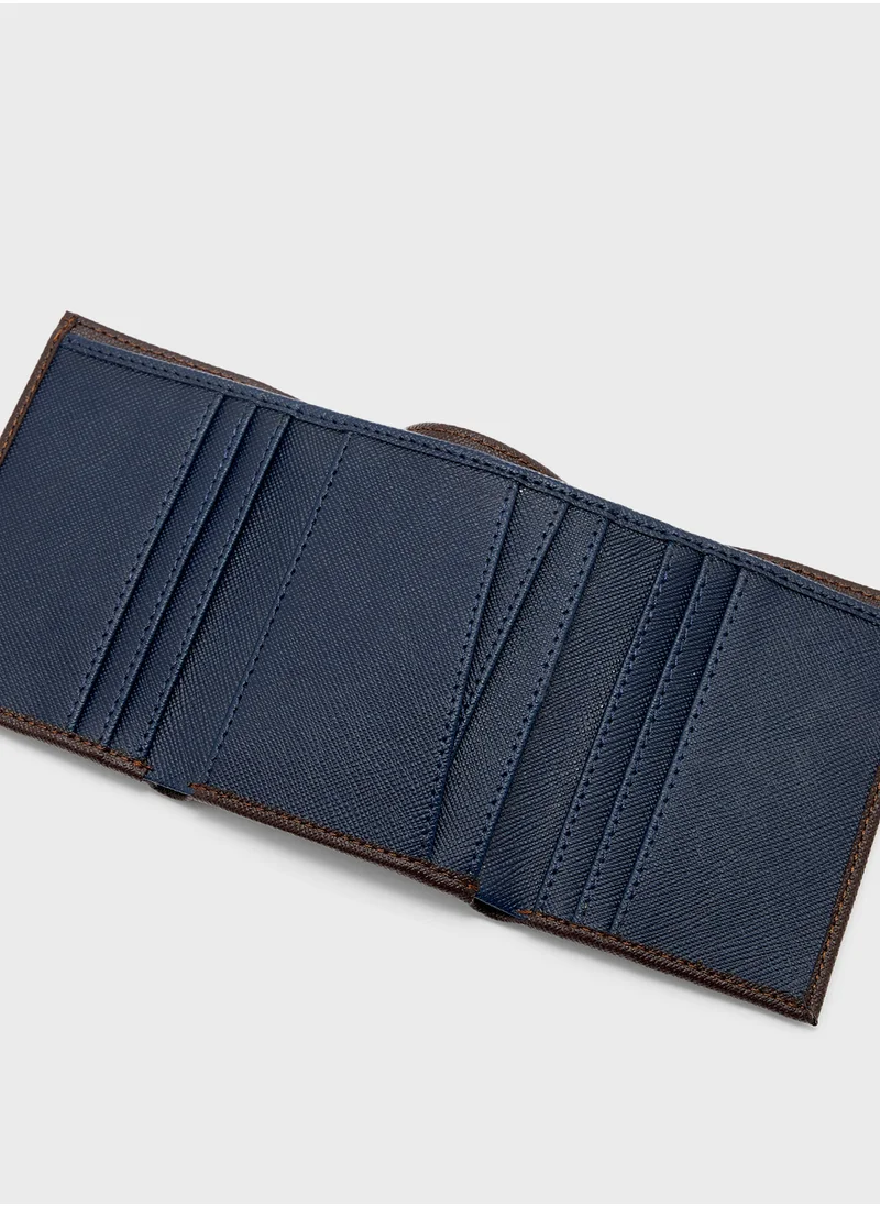 Robert Wood Safiano Texture Two Tone Tri-Fold Wallet