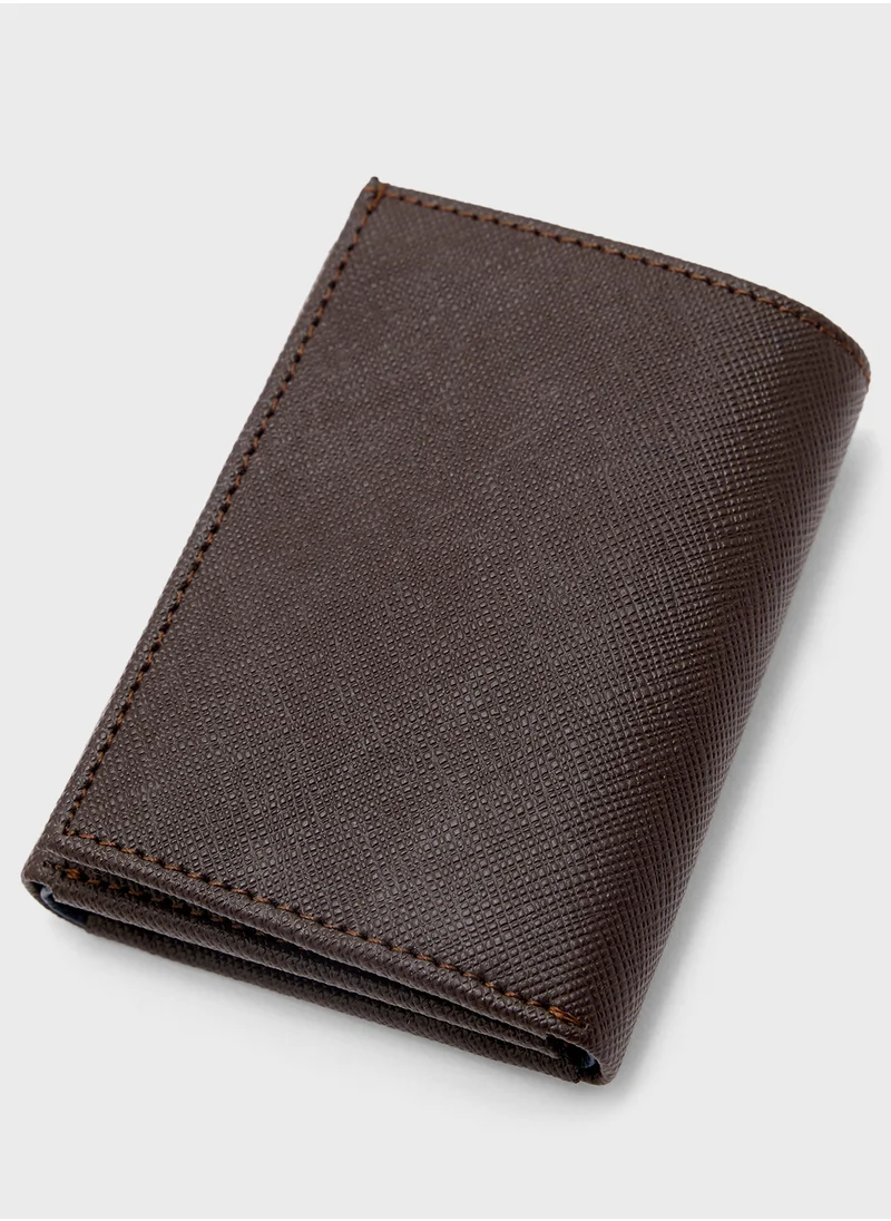 Robert Wood Safiano Texture Two Tone Tri-Fold Wallet