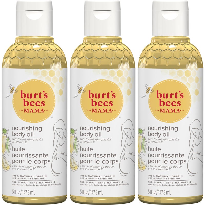 Burt's Bees Mama Body Oil with Vitamin E, 100% Natural Origin, 5 Fluid Ounces, Pack of 3 - Image 1