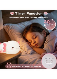 Cute Axolotl Night Light for Kids Bedroom, Animal Silicone Nursery Night Lamp Touch Control Nightlights USB Rechargeable Bedside Lamp for Baby Children Toddlers Girls Gift (Pink Axolotl) - pzsku/Z0B83255F6A1812162648Z/45/_/1740970488/95613ed9-8eab-4266-8e80-7fe51ca98c6f