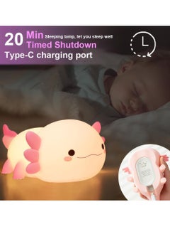 Cute Axolotl Night Light for Kids Bedroom, Animal Silicone Nursery Night Lamp Touch Control Nightlights USB Rechargeable Bedside Lamp for Baby Children Toddlers Girls Gift (Pink Axolotl) - pzsku/Z0B83255F6A1812162648Z/45/_/1740970490/4b1ff3c9-470b-41ed-a33c-c00fc926f1fc