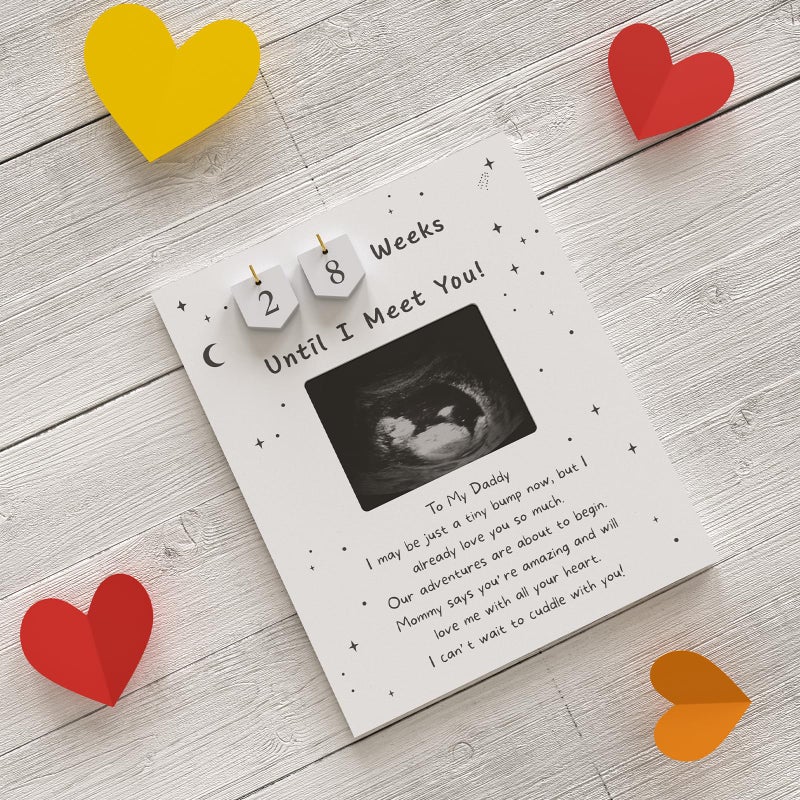 EURSET Sonogram Picture Frame Countdown Weeks For Dad - Pregnancy Announcements Ideas Sign - Standard 4"x3" Ultrasound Photo - Gender Reveal Gifts For Husband Father - New Expecting Parents to Be Keepsake - Image 5
