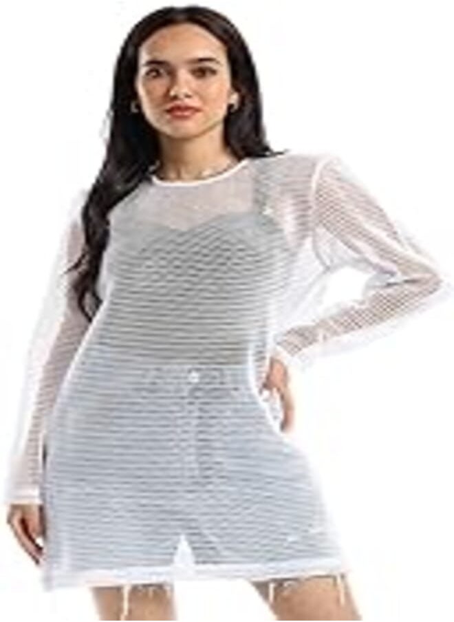 eezeey EEZEEY Womens Long Sleeves Net Coverup Long Sleeves Net Coverup 