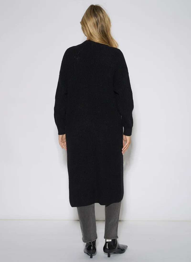 Gini London Black Edge To Edge Longline Knit Cardigan