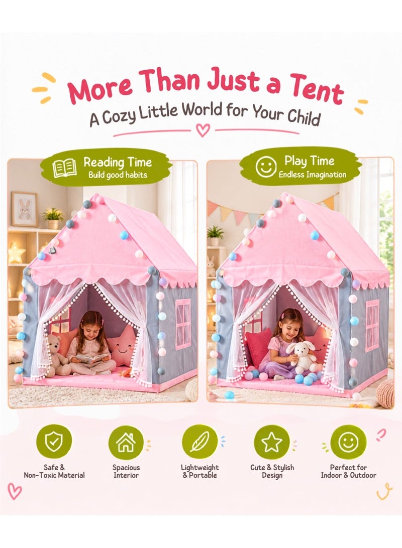 Kids Tent House Large Play Tent for Indoor & Outdoor – Princess Castle Playhouse with Curtains, Toddler Play House for Girls & Boys, Birthday Party Decoration & Kids Room Toy Gift - Image 3