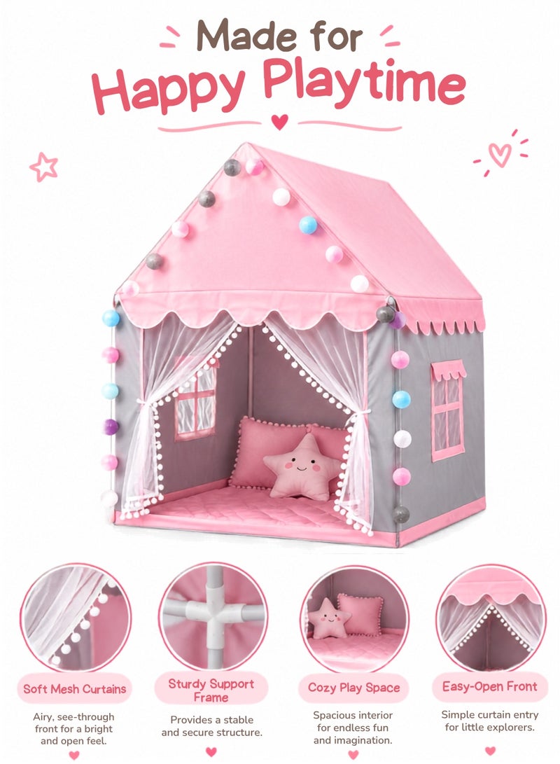 Kids Tent House Large Play Tent for Indoor & Outdoor – Princess Castle Playhouse with Curtains, Toddler Play House for Girls & Boys, Birthday Party Decoration & Kids Room Toy Gift - Image 2