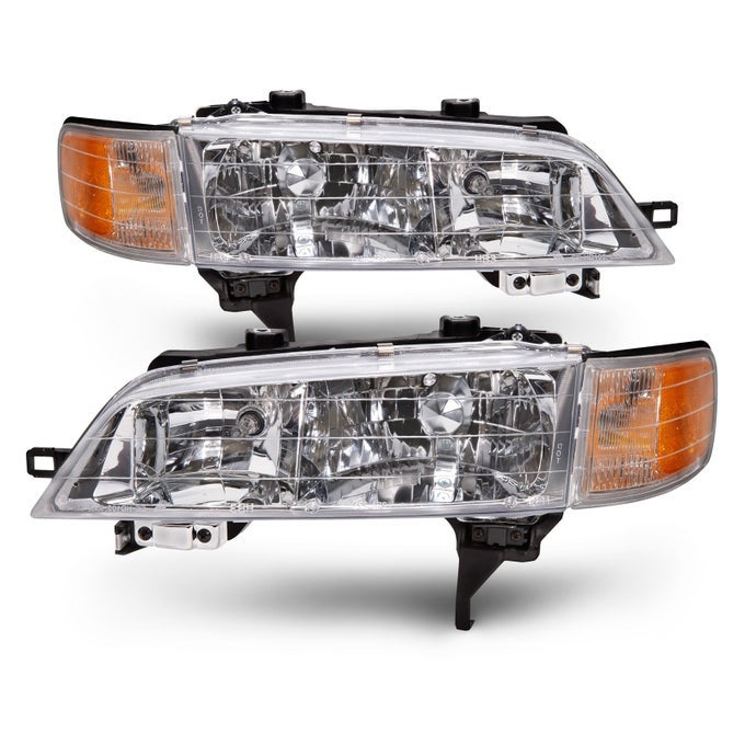 Chrome Housing Halogen Headlights Compatible With Honda Accord 19941997 Includes Left Driver And Right Passenger Side Headlamps