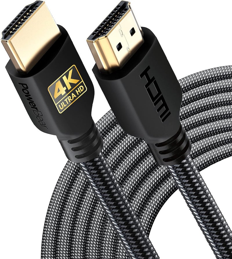 PowerBear 4K Long HDMI Cable 25 ft [2 Pack] High Speed, Braided Nylon & Gold Connectors, 4K @ 60Hz, Ultra HD, 2K, 1080P, ARC & CL3 Rated | for Laptop, Monitor, PS5, PS4, Xbox One, Fire TV, Apple TV - Image 1