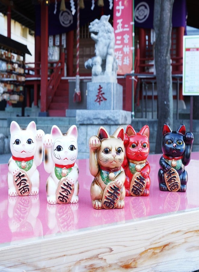 COTONOHA Seto-yaki Maneki Neko Piggy Bank, 6.3 inches, Hand-Painted Japanese Lucky Cat Figurine, Ceramic Money Bank for Home Decor, Fortune and Prosperity Talisman (Red) - Image 4