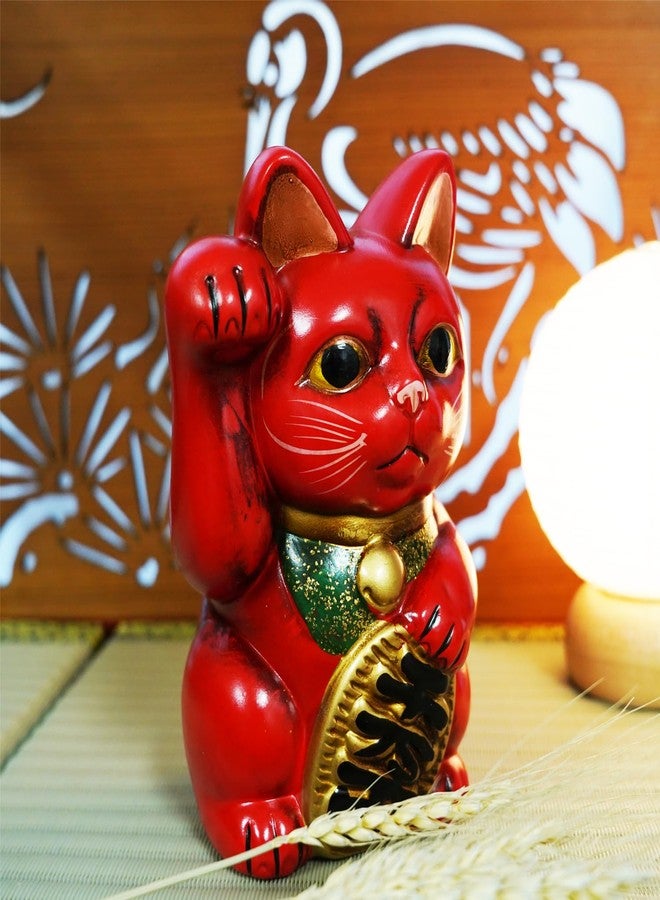 COTONOHA Seto-yaki Maneki Neko Piggy Bank, 6.3 inches, Hand-Painted Japanese Lucky Cat Figurine, Ceramic Money Bank for Home Decor, Fortune and Prosperity Talisman (Red) - Image 3