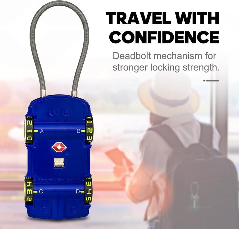 SURE LOCK TSA Approved 4-Digit Combination Luggage Lock - Car Shape Design Travel Lock for Suitcases, Backpacks & Gym Bags (10,000 Combos, 1 Pack Blue) - Image 4