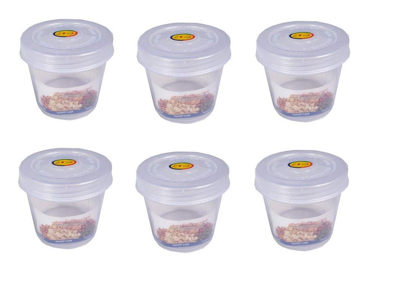 advancedestore Tiny Containers Plastic Clear Boxes Round Mouth (Multicolor, 6.5 cm, Small) 200 ml Each -Pack of 6 Pieces - Image 1