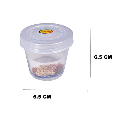 advancedestore Tiny Containers Plastic Clear Boxes Round Mouth (Multicolor, 6.5 cm, Small) 200 ml Each -Pack of 6 Pieces - Image 3