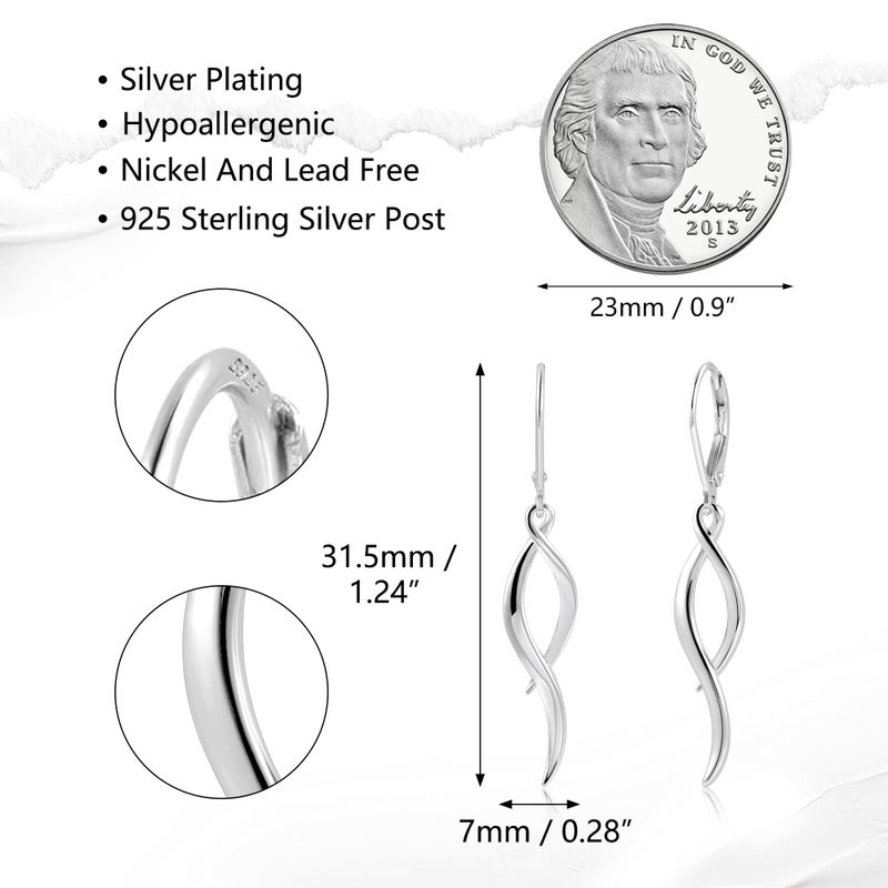 ALEXCRAFT Silver Dangle Earrings for Women, ALEXCRAFT Long Twisted Tassel Drop Earring 925 Sterling Silver French Hook Leverback Earrings for Women Trendy Hypoallergenic Elegant Lightweight Dangling Earring - Image 3