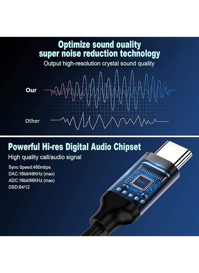X spring Headphone Jack Adapter Usb Type C To 3.5Mm Female Headphone Jack Adapter Dac Decoder Chip Adapter Audio Dongle Cable Cord Compatible With More Type C Devices  - Image 4
