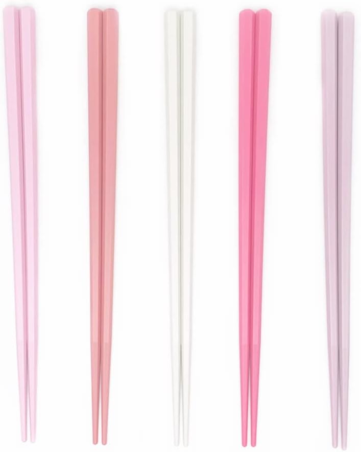 Koolemon 5 Pairs Fiberglass Reusable Chopsticks, Non-Slip, 5 Pairs Set (Pink) - Image 1