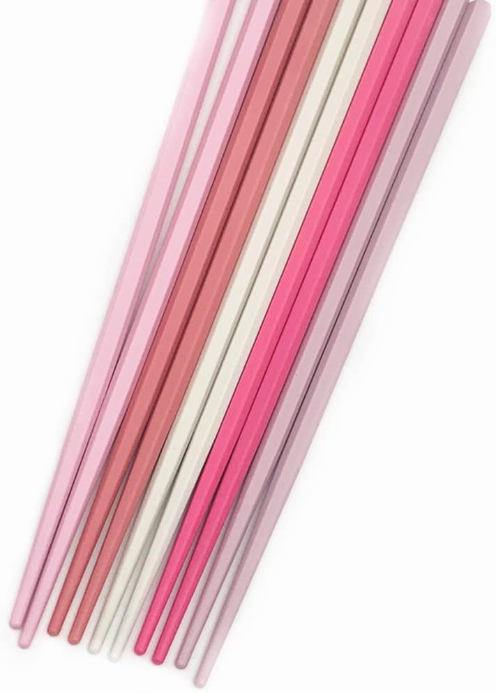 Koolemon 5 Pairs Fiberglass Reusable Chopsticks, Non-Slip, 5 Pairs Set (Pink) - Image 4
