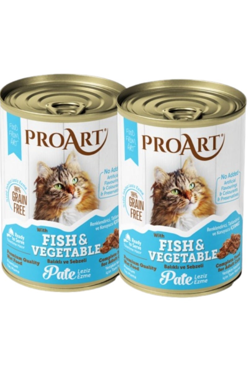 بروارت اكل قطط رطب طعام قطط رطب بنكهة السمك و الخضار للقطط البالغة - 2 × 400 جرام - طعام قطط رطب بتركيبة خالية من الإضافات - اكل قطط رطب عالي الجودة