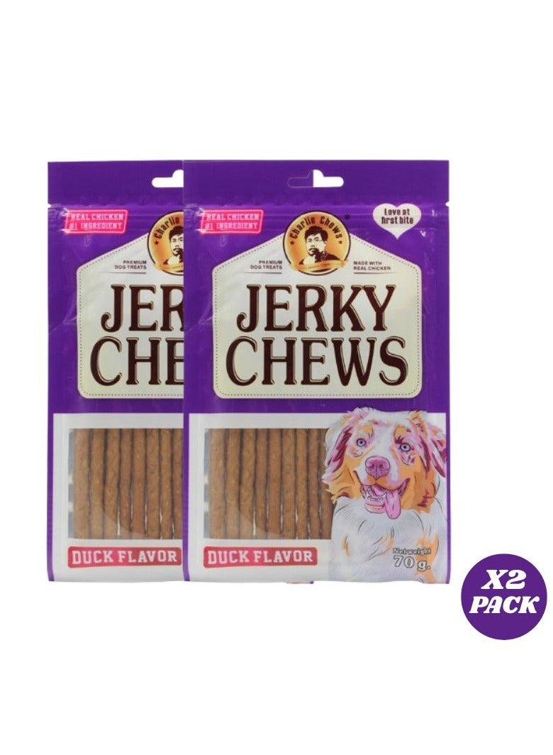Generic Charlie Jerky Chews Duck Dog Treats, Puppy and Dog Chew Treats 2 x 70grams  - Image 1