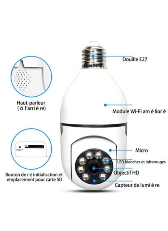 Generic - Light Bulb Security Camera Wireless Outdoor Indoor 5G WiFi Cameras for Home Security 360 degree action camera Motion Detection and Alarm Two-Way Talk Color Night Vision ﻿ - Image 1
