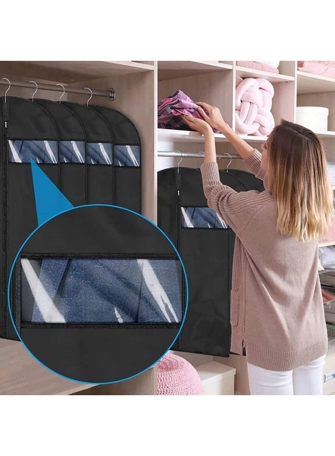 Arabest 2 Pcs Long Garment Bags, Hanging Dress Storage Bags, Suit Protector Covers, Dress Covers Clothes Protecting Bags with Zipper Clear Pocket(165*60cm) - Image 4