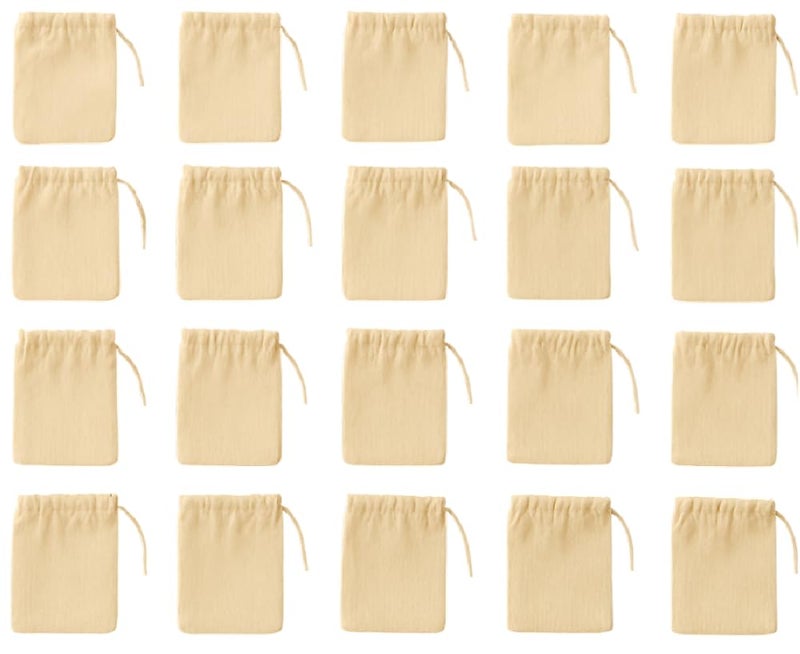 WUD Cotton Sachet Bags with Drawstring, 3x4 inch, Small Storage Potli Bags for Jewellery and Accessories, 20 Pieces - Image 1