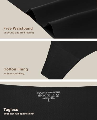 oshkang Thongs for Womens High Waisted Seamless for Women Underwear Sexy Breathable Panties 6 Pack (US, Alpha, Medium, Regular, Regular, F-6 color 6 pack) - Image 4