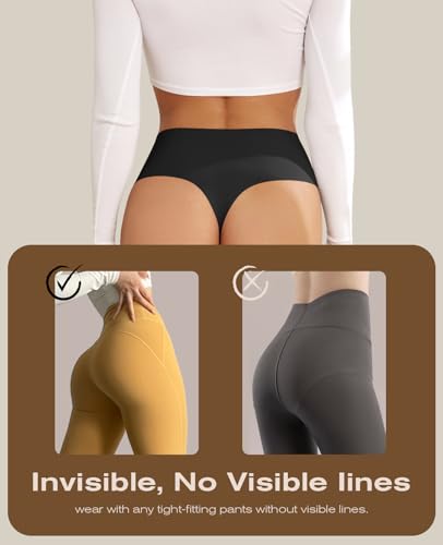 oshkang Thongs for Womens High Waisted Seamless for Women Underwear Sexy Breathable Panties 6 Pack (US, Alpha, Medium, Regular, Regular, F-6 color 6 pack) - Image 5