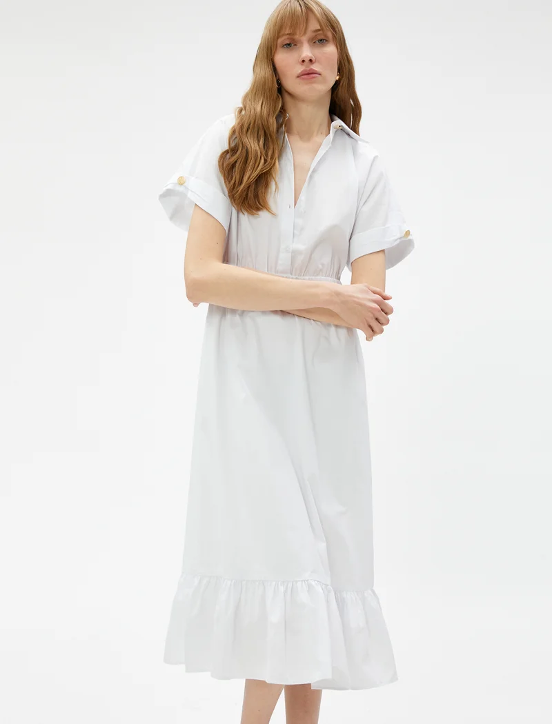 KOTON Frilled Short Sleeve Shirt Dress