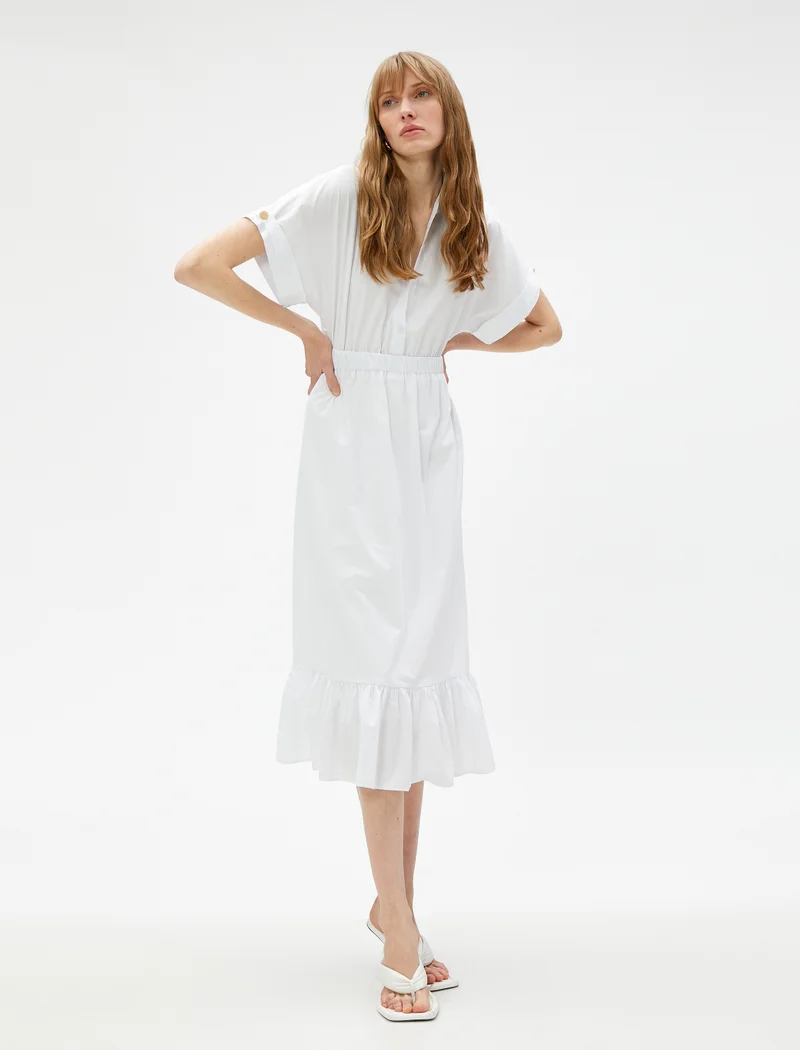 KOTON Frilled Short Sleeve Shirt Dress