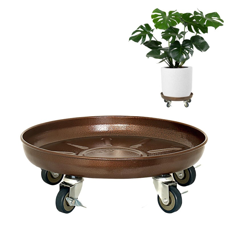 Parsagi Plant Saucer 12" Rolling Plant Caddy Rolling Plant Stand with Wheels â€“ Heavy Duty Metal, Locking, Sturdy, Rust-Resistant Finish, and Easy to Move, 310 lb Capacity - Image 1