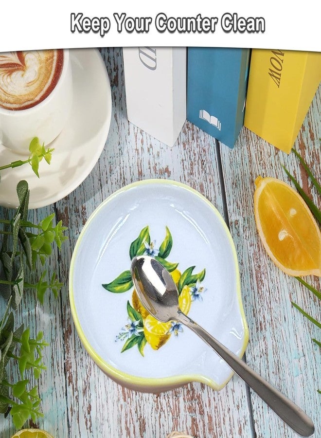 WSKC Lemon Tea Bag Holder for Used Tea Bag, Ceramic Teabag Coaster with Spoon for Coffee & Kitchen, 3.9 x 3.5 Inches - Image 4