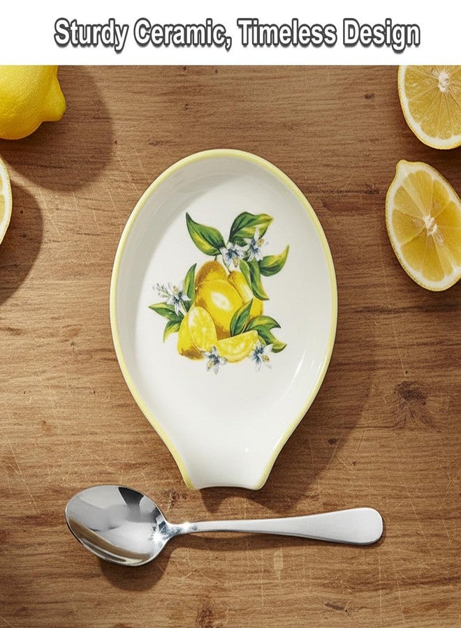WSKC Lemon Tea Bag Holder for Used Tea Bag, Ceramic Teabag Coaster with Spoon for Coffee & Kitchen, 3.9 x 3.5 Inches - Image 3