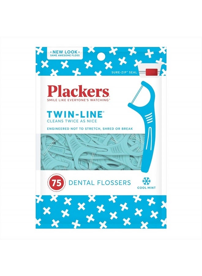 Plackers Whitening Twin Line Floss Picks - 75 ct - 3 pk