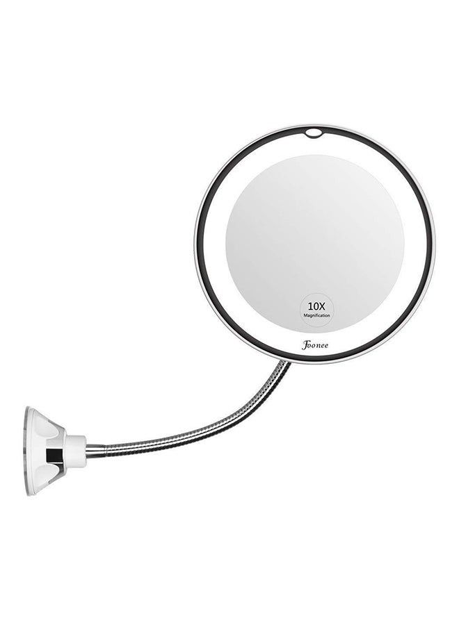 مرآة مكياج مكبرة بإضاءة LED بحامل منحنٍ ومرن أبيض 20 x 22 x 30سنتيمتر - Image 1