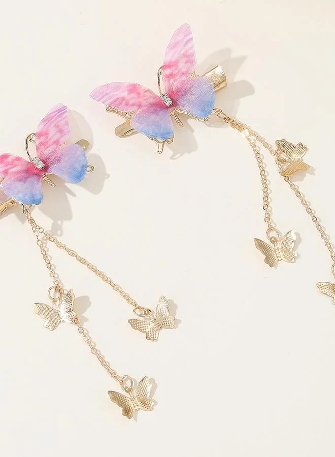 Take Two  Set of 2 - Butterfly Decor Chain Hair Clip for Women | Best Price UAE