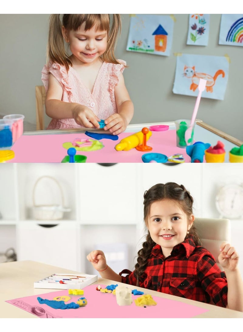 SYOSI Silicone Mat for Painting, Silicone Craft Mat - 20"X16" Art Mat with Detachable Cleaning Cups, 12 Color Zones, 2 Paint Zones for Kids Gifts, Clay, Make Mold, Art, DIY Creative and Play-Doh (Pink) - Image 5