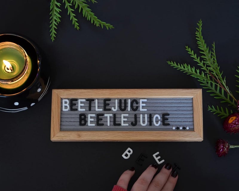 Felt Like Sharing Small Felt Letter Board with Letters and Numbers, Message Board W/ Oak Frame, 10 x 3.5 Inches, Changeable Letter Board, Includes 150 3/4 Inch White Plastic Letters for Signs, Gray Felt Letter Board - Image 3