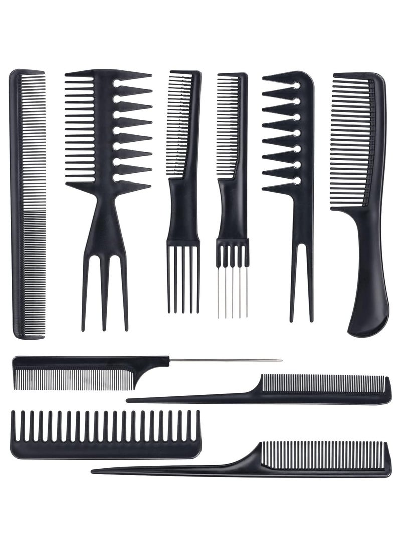Specially designed to facilitate hair styling and prevent tangles, this 10-piece professional comb set provides all the tools needed for the perfect styling experience. - Image 1