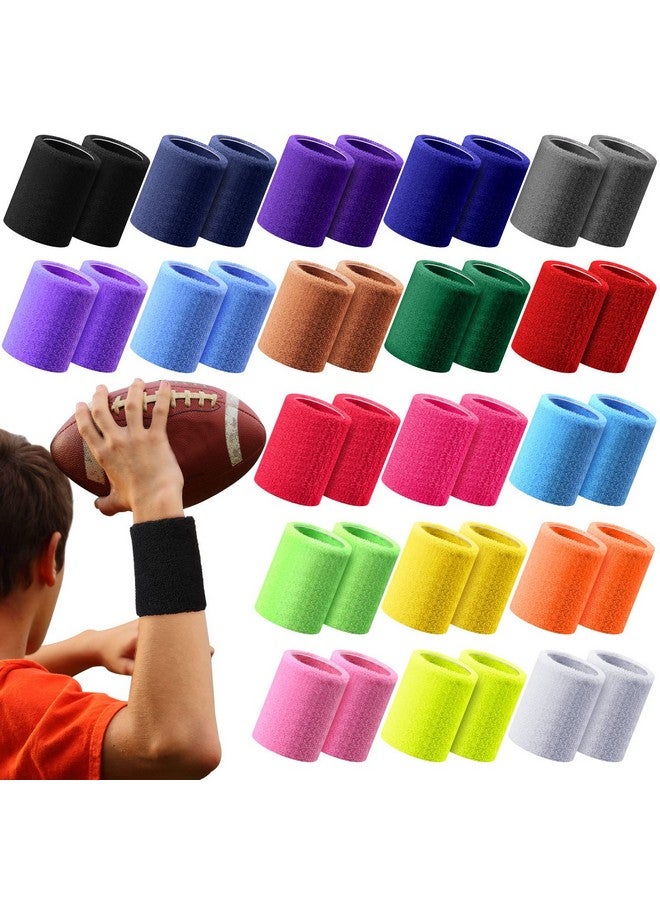 Coume 38 قطعة أساور رياضية ملونة أساور عرق كرة القدم للأطفال والنساء والرجال: تقريبًا 8 × 8 سم 3.15 × 3.15 بوصة - Image 1