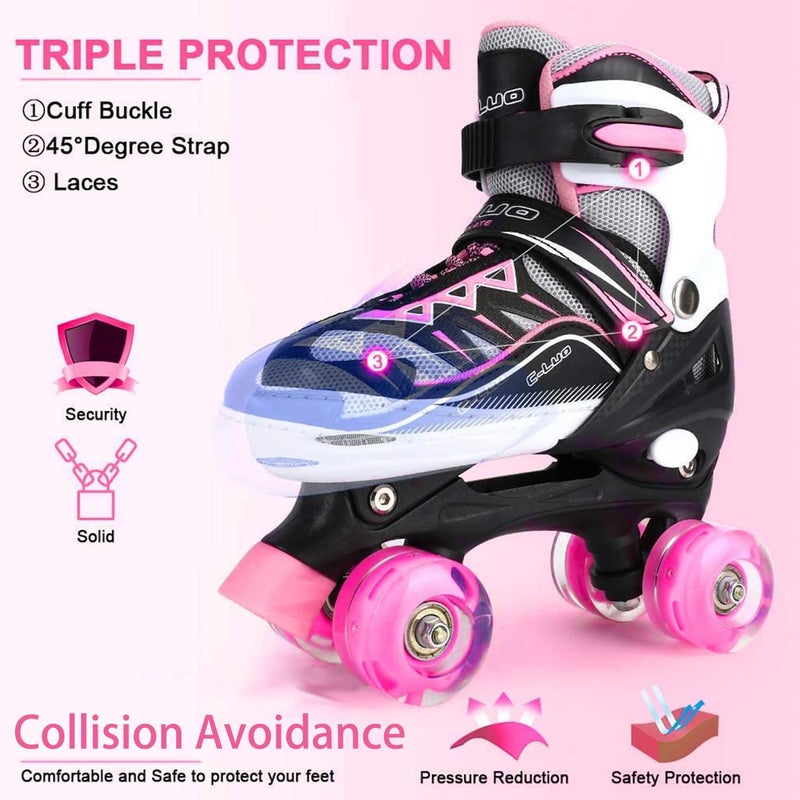 Sowume Adjustable Roller Skates for Girls and Women, All 8 Wheels of Girl's Skates Shine, Safe and Fun Illuminating for Kids - Image 5