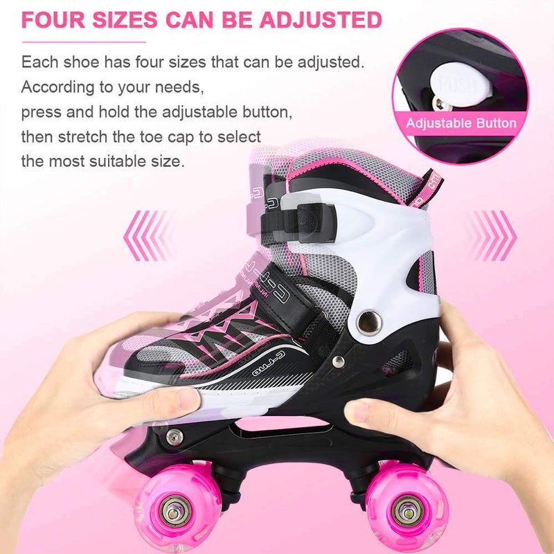 Sowume Adjustable Roller Skates for Girls and Women, All 8 Wheels of Girl's Skates Shine, Safe and Fun Illuminating for Kids - Image 2